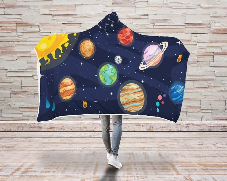 

Solar System Hooded Blanket, Planet Galaxy Blanket, Universe Astronomy Gifts, Cosmic Sherpa Wearable Blanket, Cosmos Space Gifts