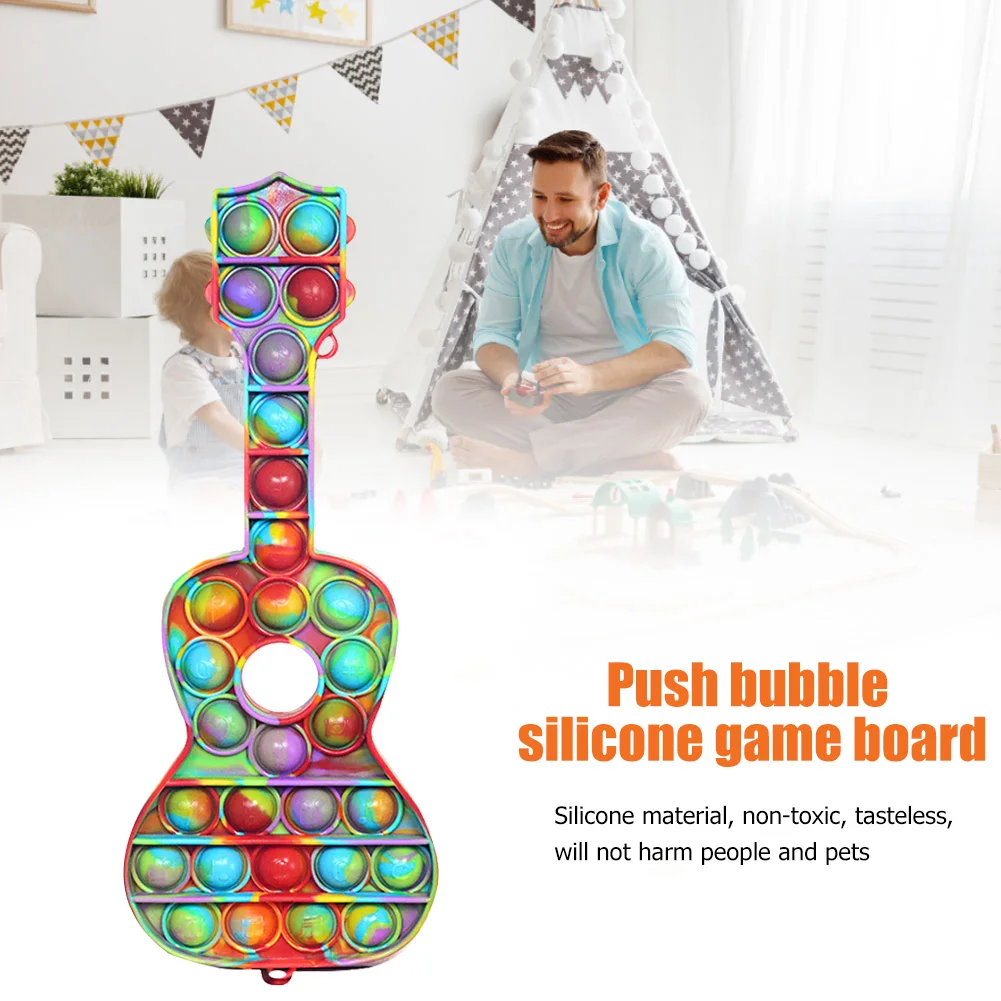 

Cute Guitar-shape Autism Sensory Toys Funny Push Bubbles Fidget Stress Reliever For Kid Adult