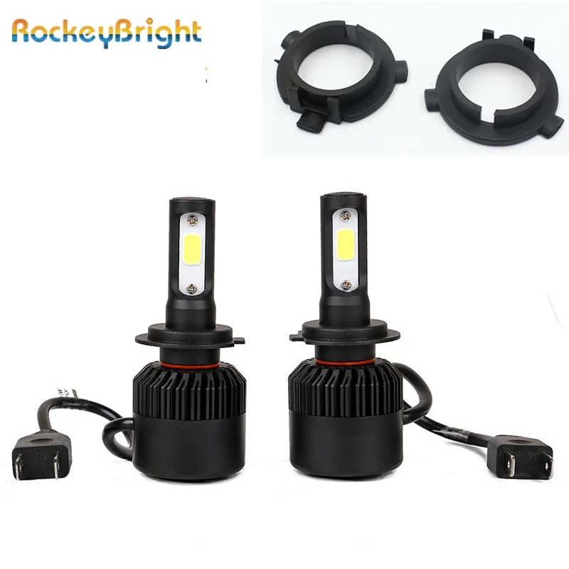 Rockeybright H7 светодиодный фар+ опорный кронштейн с адаптером для hyundai Veloster i30 ближнего и дальнего света светодиодный H7 держатель лампы адаптер для KIA K4 K5 Sorento