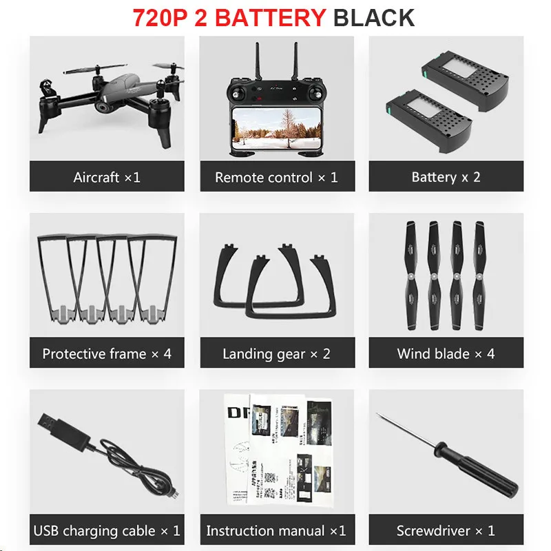 Black 720P 2B SG106 Радиоуправляемый Дрон оптический поток 1080P 720P 4K HD Двойная камера в реальном времени воздушная видео Радиоуправляемый квадрокоптер самолет позиционирование игрушки RTF малыш - Цвет: Black 720P 2B