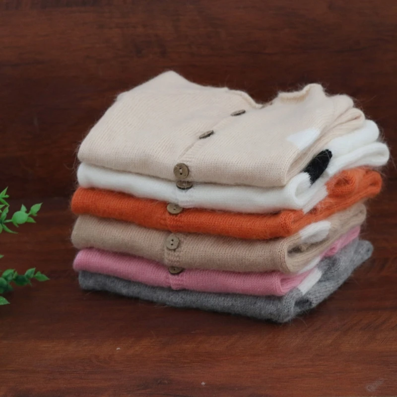 

3 Pcs Baby Knitting Cow Hat Animal Doll Romper Set Handmade Crochet Mohair Beanies Cap Bodysuit Newborn Photography clothing