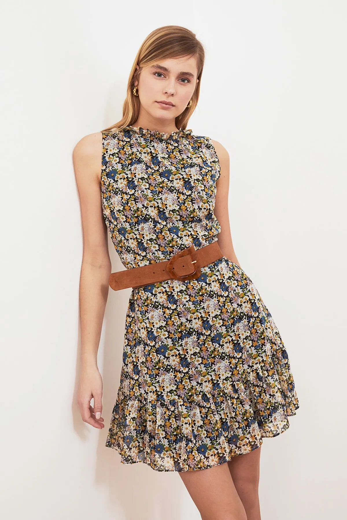 

Women Dress with an ECU Pattern Ruffle Dress