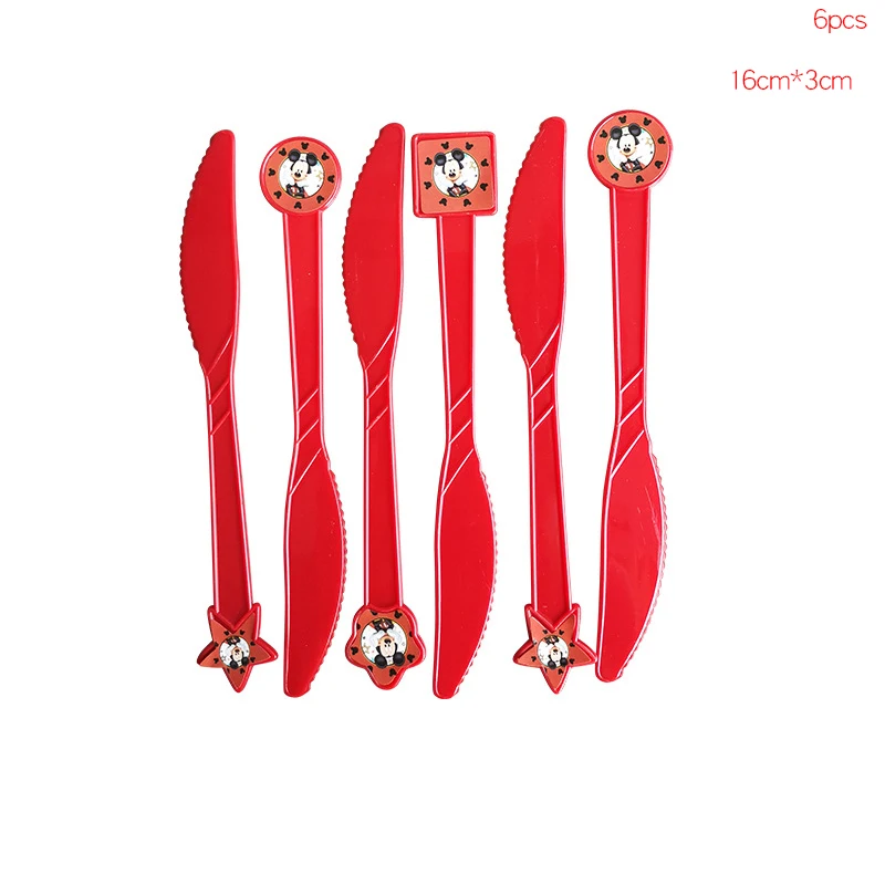 6pcs Knife Мультфильм Микки Маус День рождения украшения Детские душевые салфетки торт Топпер воздушные шары украшения день рождения принадлежности - Цвет: 6pcs Knife