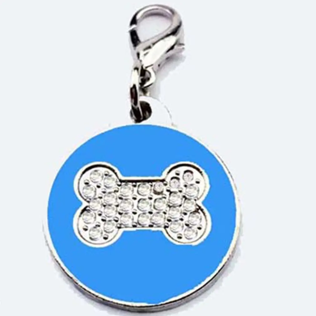 Zinc Alloy Pet ID Tag with Shiny Rhinestone Paw Bone Pattern Identify Card Mini Dog Cat Collar Pendant Accessories | Дом и сад