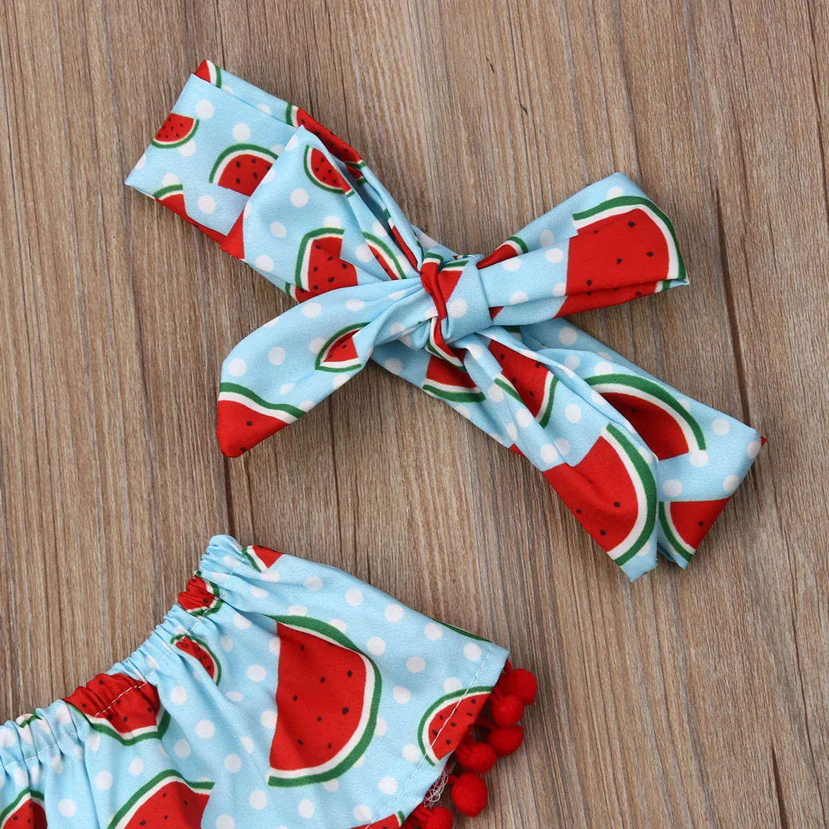 

Summer Newborn Infant Baby Girls Watermelon Bodysuit Jumpsuit Off Shoulder Playsuit with Headband Girls Outfits Sunsuit 0-18M