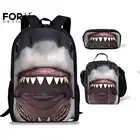 Мужской школьный портфель FORUDESIGNS, 16 дюймов, с принтом Головы Акулы, Gorilla King KongСоваЗебраголова лошади, искусственная кожа