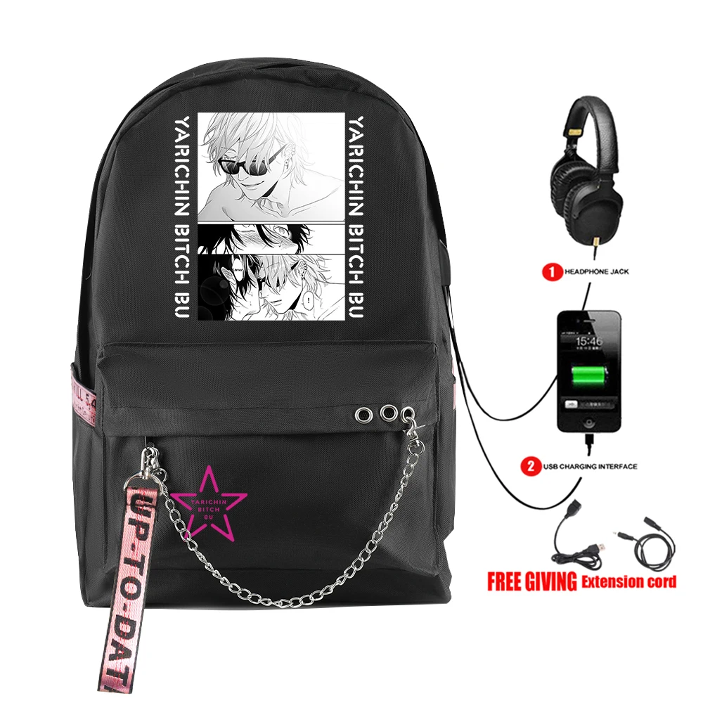 

Новинка 2021, клубный рюкзак Yarichin B для ноутбука, школьные сумки с USB-разъемом, дорожные сумки, рюкзак с аниме, рюкзак для школы, рюкзак с цепочко...