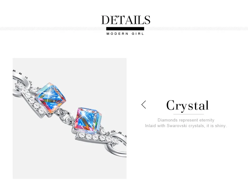BOSCEN украшенный кристаллами от Swarovski разноцветный браслет для женщин девушка подарок на день рождения милый роскошный квадратный элегантный