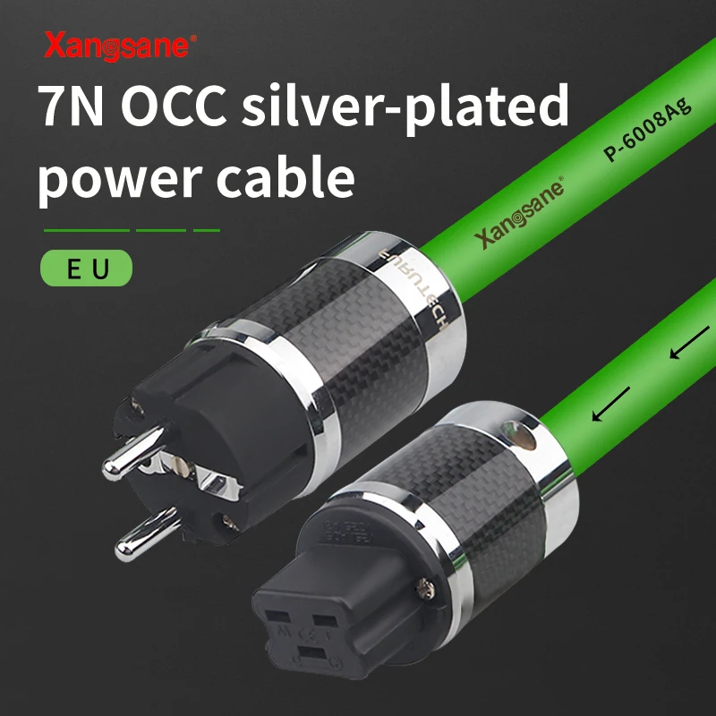

Xangsane 7N OCC P-6008Ag Hifi Speaker IEC C19 20A Power tail Audio Silver Power Cable Rhodium Plating Connector EU Power Plug
