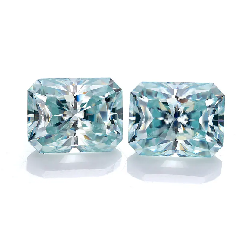 

2021 green sky BLUE radiant cut 5*7MM VVS1 CLARITY MOISSANITEСерьги кольцо браслет кольца браслеты ьги с зеленным