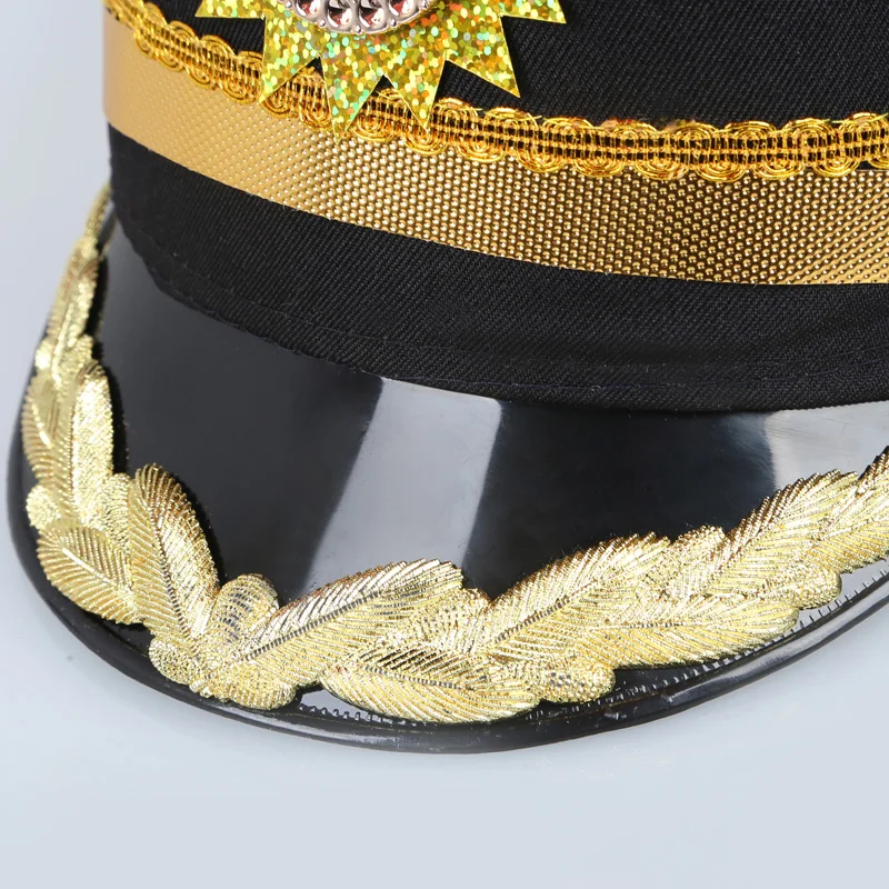 

Guard of Honor Jazz Dance Band Hat Drums Black Military Cap Red Feather Hat Steampunk Hat Cells At Work Cosplay Cells At Work