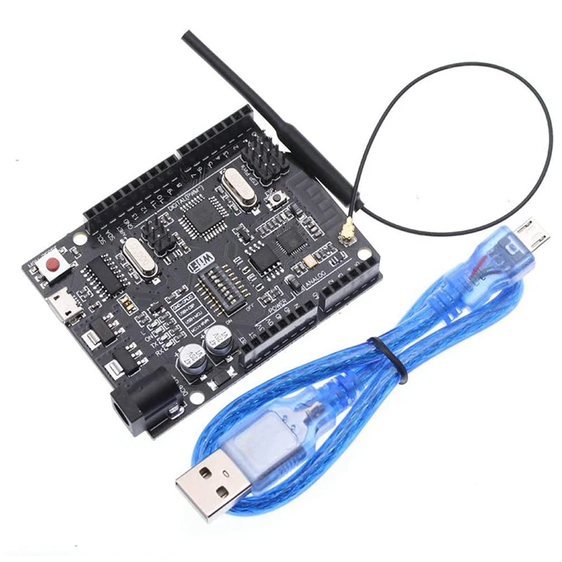 

For UNO R3 Wifi Atmega328p+Wifi+ESP8266 Nodemcu 32MB Memory USB-TTL CH340G For Arduino With USB Cable 2.4G Wifi Antenna