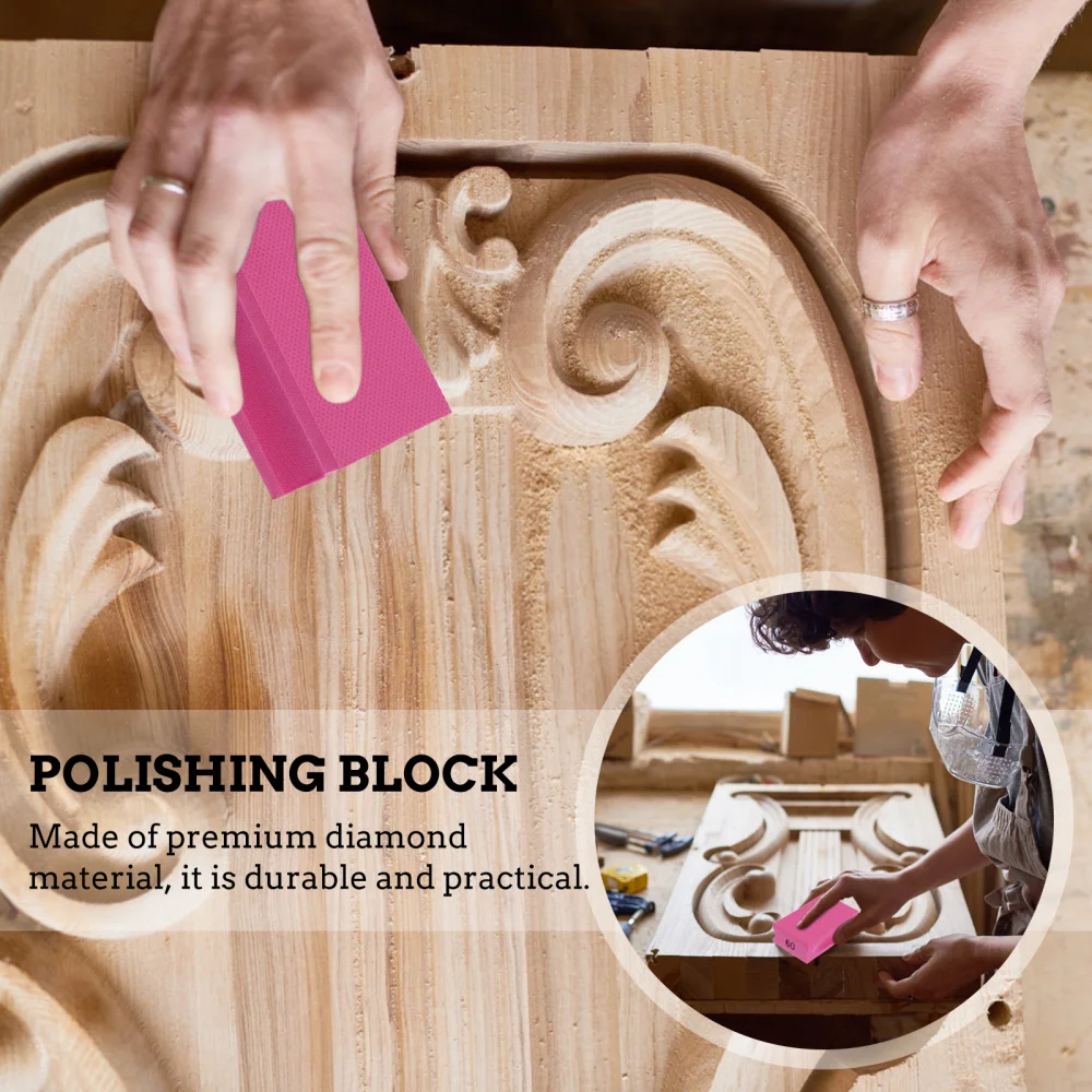 

1pc Hand Polishing Pad Hand Sanding Block Practical Diamond Grinding Tool (Rosy)