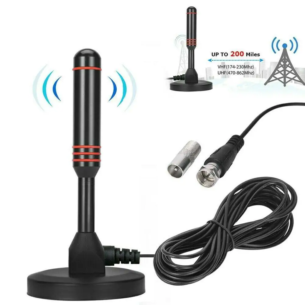 Для HD цифровой крытый усиленный ТВ антенна с усилителем VHF/UHF 200 миля для показа