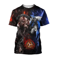 viking ragnar and wolf 3d all over printed t shirts women for men summer casual tees short sleeve t shirts cosplay costumes 02