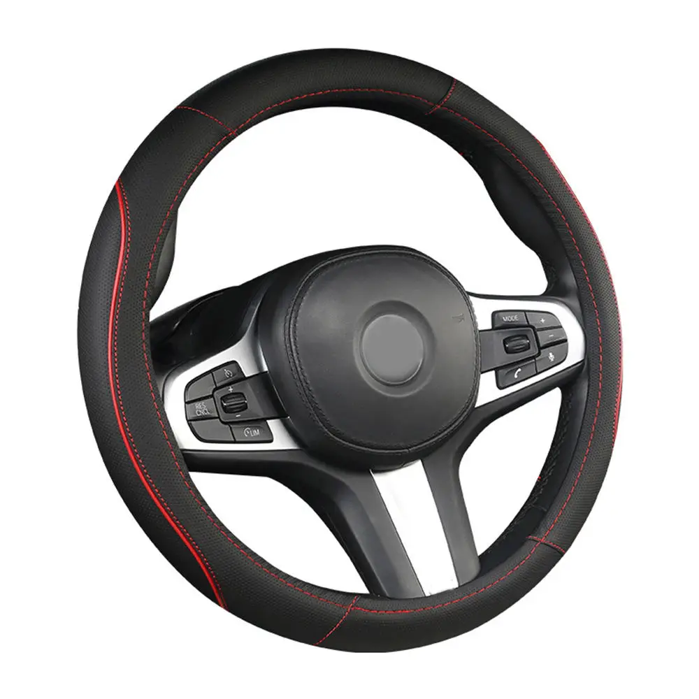

1pcs 38cm Car Steering Wheel Cover Skidproof Auto Steering Wheel Protector Anti-Slip Universal Embossing Leather Car-styling