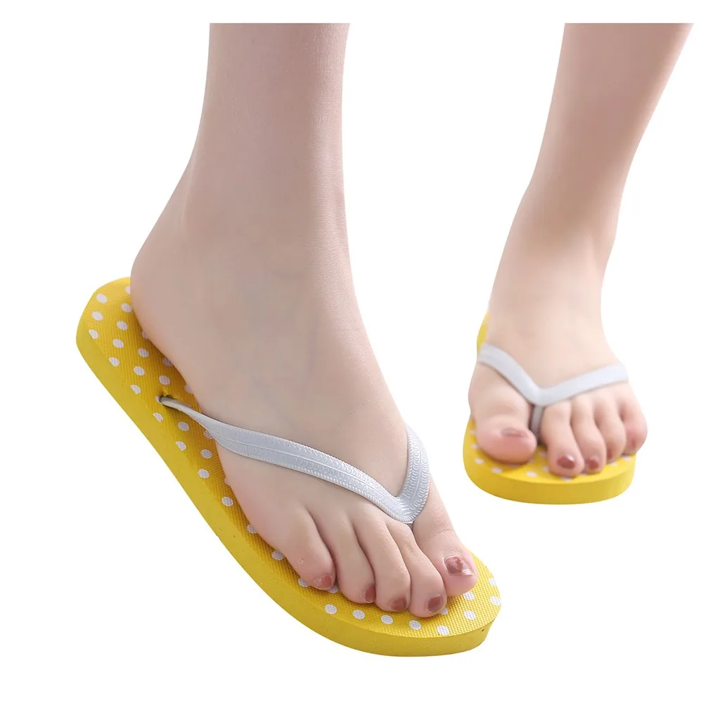 Женские летние пляжные тапочки в горошек Нескользящие повседневная обувь
