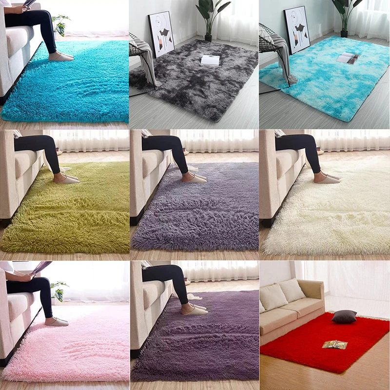 

Fluffy Rugs Anti-Skid Shaggy Area Rug Room Carpet Floor Mat Home Bedroom New