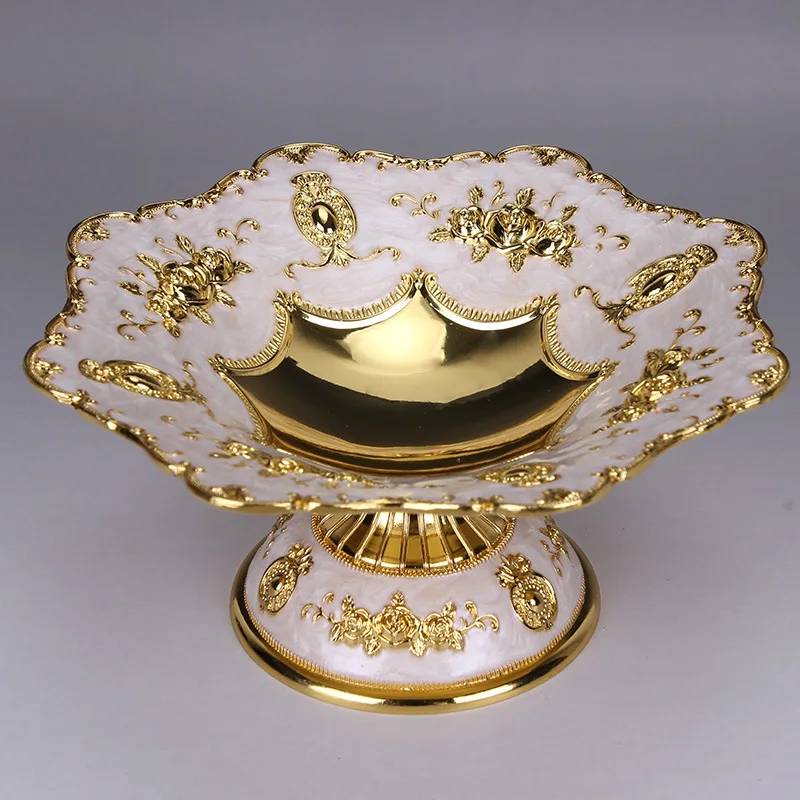 

GP02 European Style High Grade Alloy Snack Dish Metal Plate for Melon Fruit Snack Dishes Dessert Fruit Bowl Platters and Trays