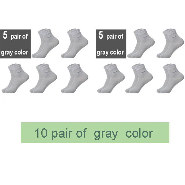 10 gray color 20 шт = 10 пар, Мужские бамбуковые носки, брендовая гарантия, антибактериальные, удобные, дезодорирующие, дышащие, повседневные, деловые, мужские, meias в подарок - Цвет: 10 gray color