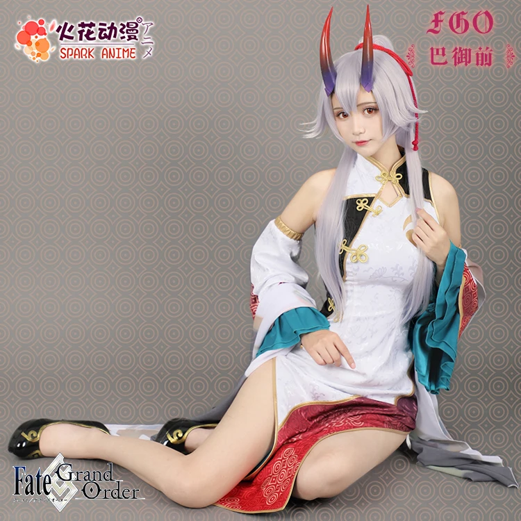 Fate/Grand Order Томоэ гозен сексуальный Qipao Косплей Костюм Хэллоуин Униформа платье +