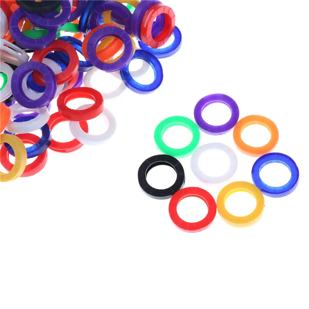 

10pcs Mixed Color Hollow Multi Color Rubber Soft Key Locks Keys Cap Key Covers Topper Keyring