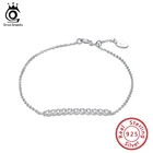 ORSA JEWELS простой Стиль 31 мм длинный бар Шарм браслет 925 серебро регулируемый браслет с 11 шт. CZ Циркон OSB74