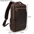 Рюкзак унисекс из натуральной кожи Crazy Horse, винтажный вместительный ранец из воловьей кожи для ноутбука 14 дюймов, школьный ранец для путешествий