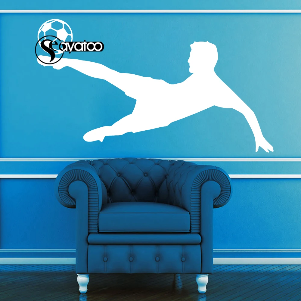 Спортивная виниловая наклейка на стену с изображением футбольного мяча|Наклейки