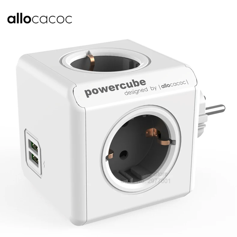 Allocacoc powercube розетка с usb удлинитель электрический пробка розетки заглушки для переходник розеток силовой куб силовая полоса мультирозеточный удлинитель ЕС электрическая 16A 2.1A Домашнее использование зарядка
