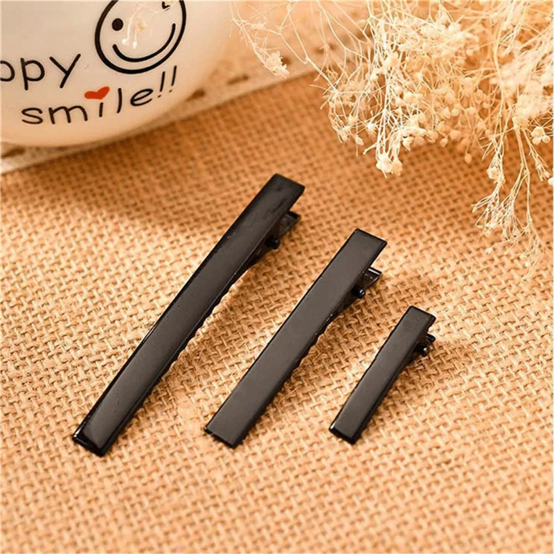 

50pcs 3.2-7.5cm Black Duckbill Hair Clips Blank Alligator Hairpins Metal Barrettes For Women Girl Accessories
