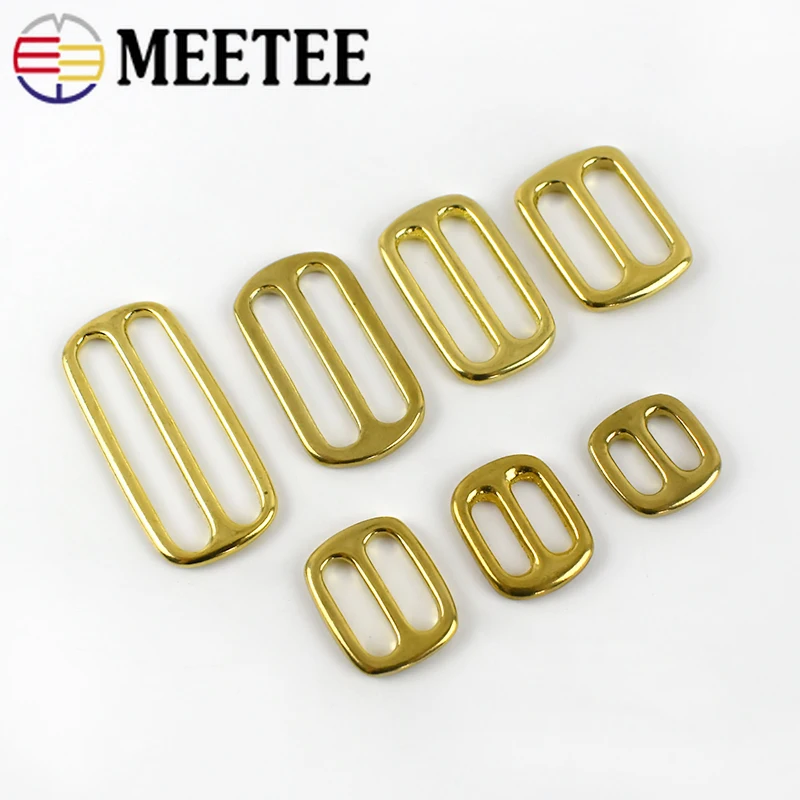 Meetee 4 шт. ID13mm-50mm чистый Медь Tri-скользящая Пряжка DIY сумка пряжки для регулировки
