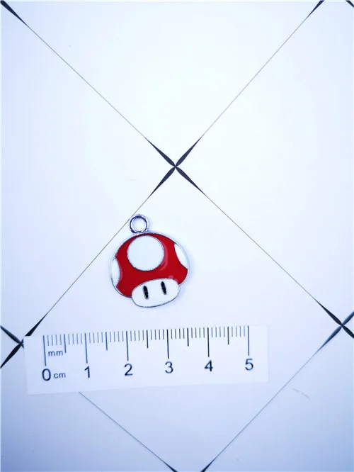 10Pcs 4color mushroom head Super Mario Necklace Key chain Enamel Beads Pendants Metal Charms Craft DIY Jewelry Making Finding | Украшения и