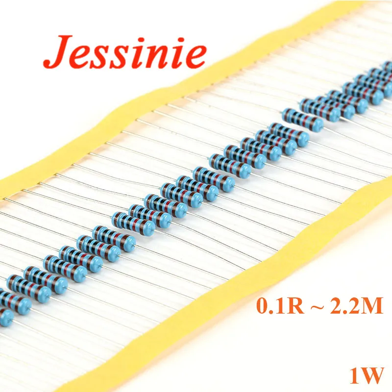 Металлический пленочный резистор Сопротивление 1% 0.1R 0.22R 0.47R 0.68R 1 5 K 1R 1K 100K 500K 100R 10K