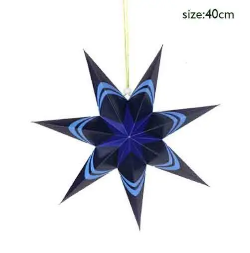 40cm blue Бумажный фонарь со звездами, 3D подвесной фонарь со звездами для свадебного декора, украшение для детского дня рождения, Рождественский Бумажный Фонарь - Цвет: 40cm blue