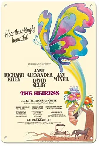 

The Heiress - Starring Richard Kiley and Jane Alexander Theater Poster by Jacqui Morgan c.1976 Metal Tin Sign