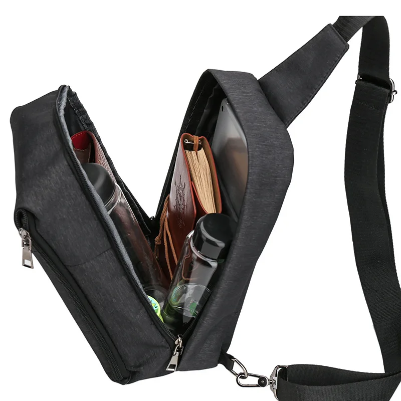 

Fashion Men's Casual Outdoor Letter Shoulder Bag Sling Chest Pack Polyester USB Charging Sports Travel Crossbody Waist Bags
