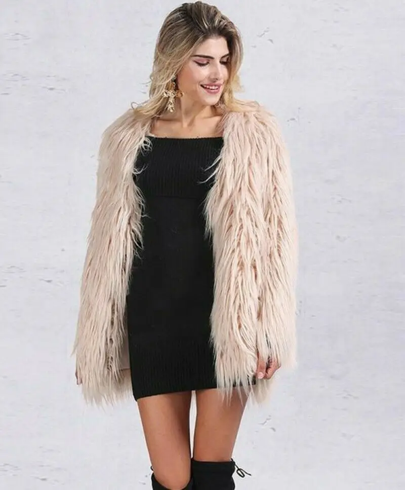 

Long Fur Winter Fur Coat Women Faux Fox Fur Mid Long Casual Outwear Jacket Warm Outdoor Casual S-6XL
