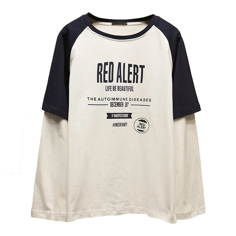 

Sports T-shirt for women Long Sleeves Printing Spliced cotton Tee lady DM001