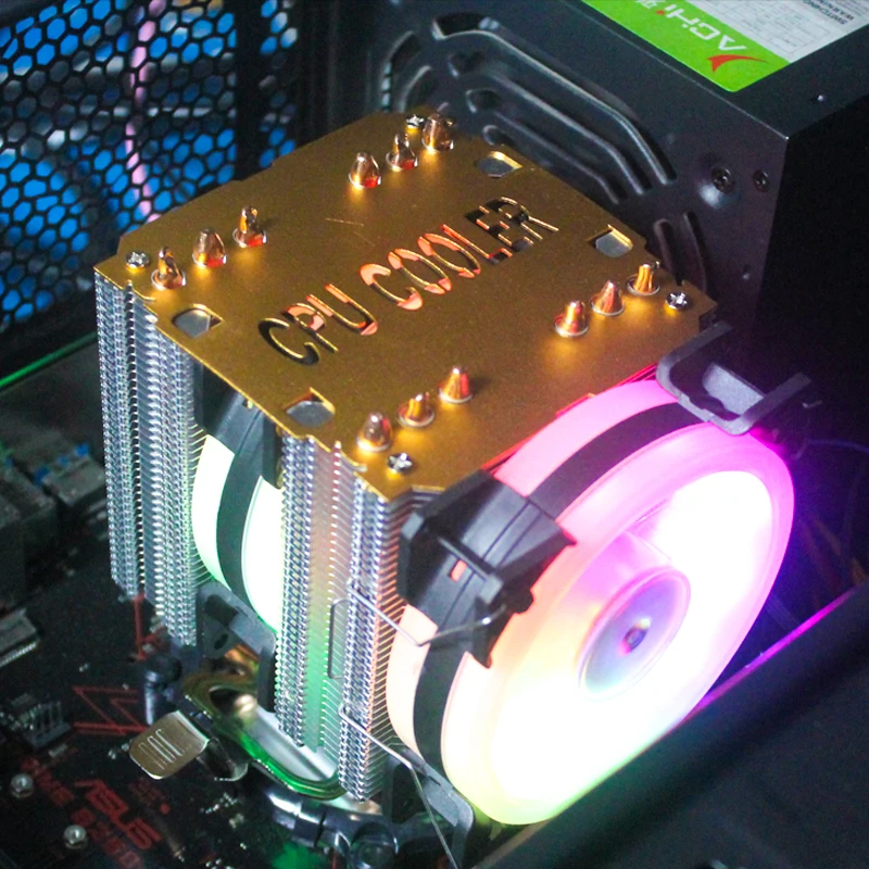 BT6 CPU cooler 6 heat pipes 4pin 90mm 3 fan for computer processor cooling Intel and AMD | Компьютеры и офис
