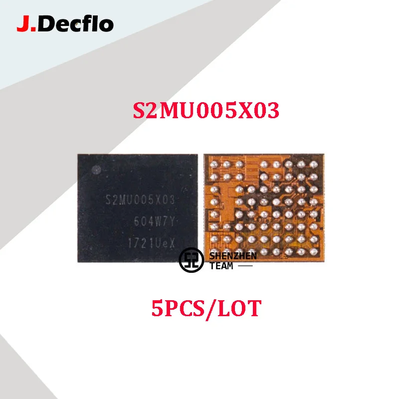 JDecflo 5 шт. PMIC S2MU005X03 MU005X03 для малой мощности IC Samsung J7 Prime J4 J6 Plus J5pro J710F J720F J730F J610F A750F A260 |