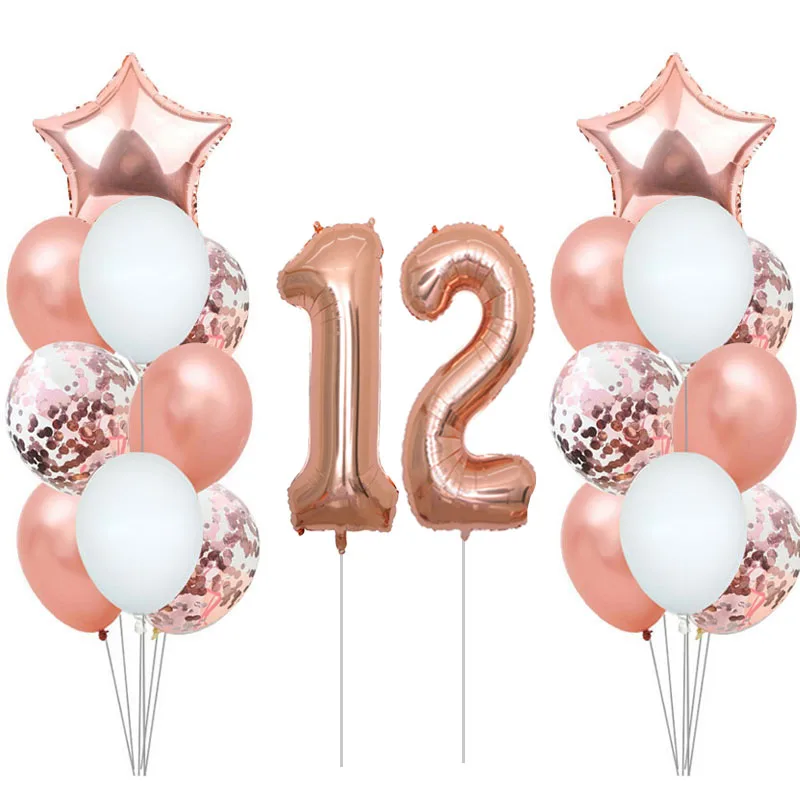 Воздушные шары из фольги в виде цифр на день рождения розовое золото | Дом и сад