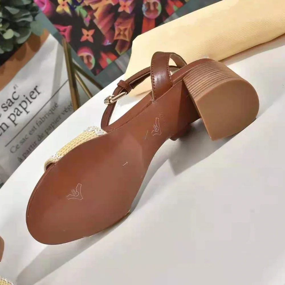 

2021 New Luxury Designer Women Sandals Casual Fashion Brand European and American Open Toe 7.5 High Heels Non-Slip Women's Shoes