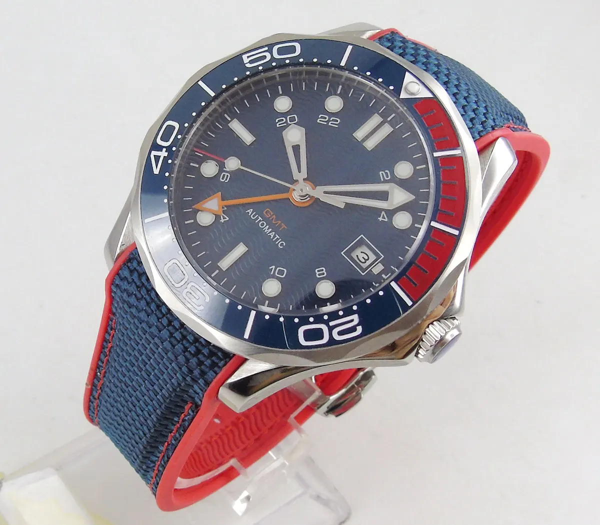 

Luxury 41mm Blue Dial Sapphire Glass GMT Luminous Blue Red Ceramic Bezel Date Movement Automatic Mechancial Men's Watch