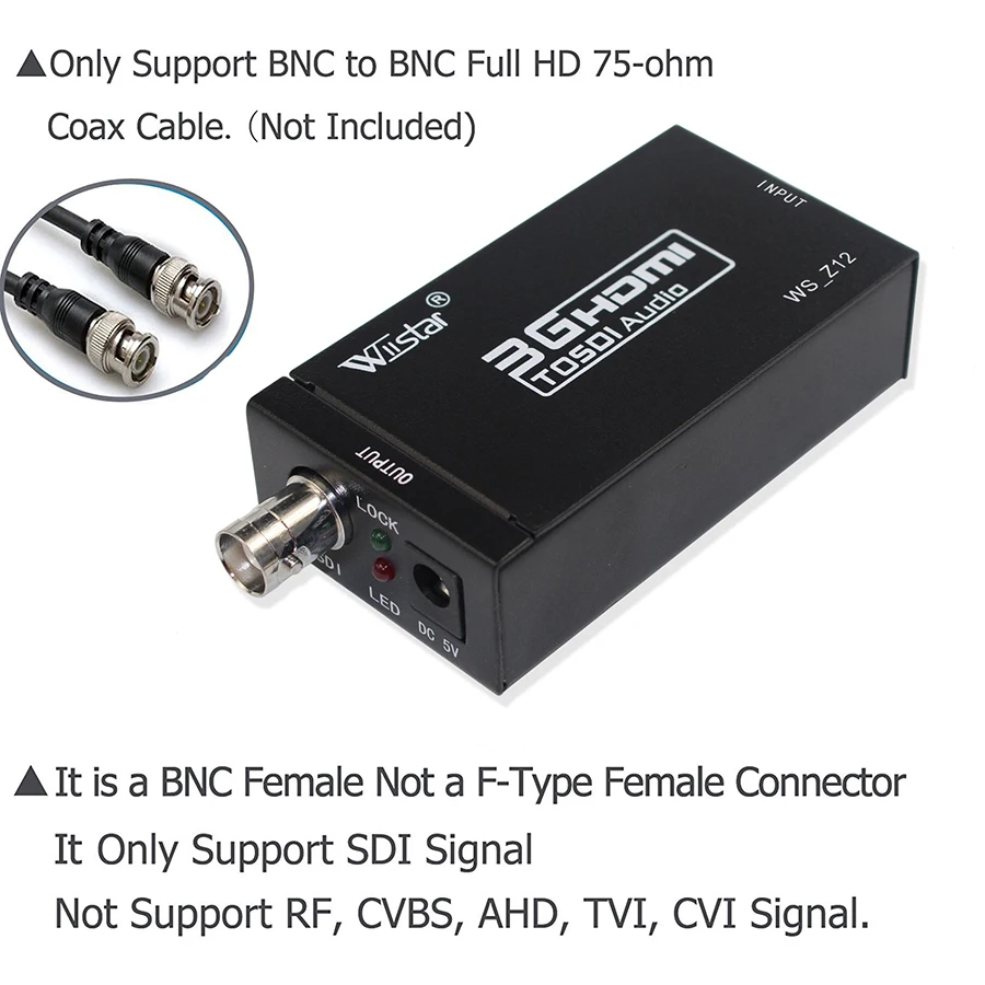 Wiistar HDMI в SDI конвертер адаптер 3G HD для вождения мониторов с адаптером питания EU US UK