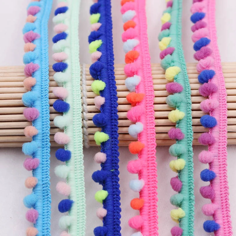 С помпонами отделка 12 мм Pom кружевная тесьма бахрома ленты фабричное кружево