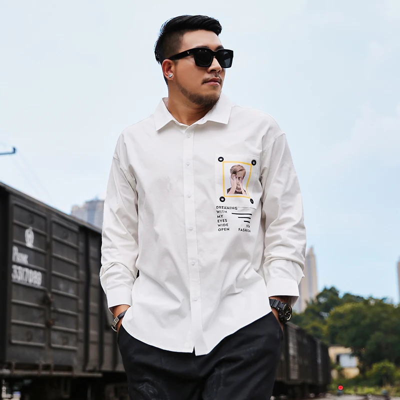 Мужская японская рубашка большого размера мужские белые рубашки на пуговицах