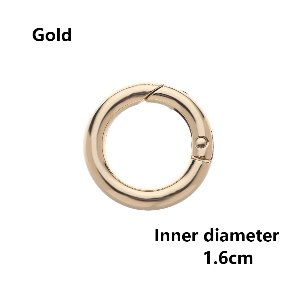 gold 1.6cm 2 шт., оцинкованный сплав, пружина для ворот, уплотнительное кольцо, пряжки-зажимы, карабин, кошельки, сумки, Круглый пусковой крючок, карабин - Цвет: gold 1.6cm