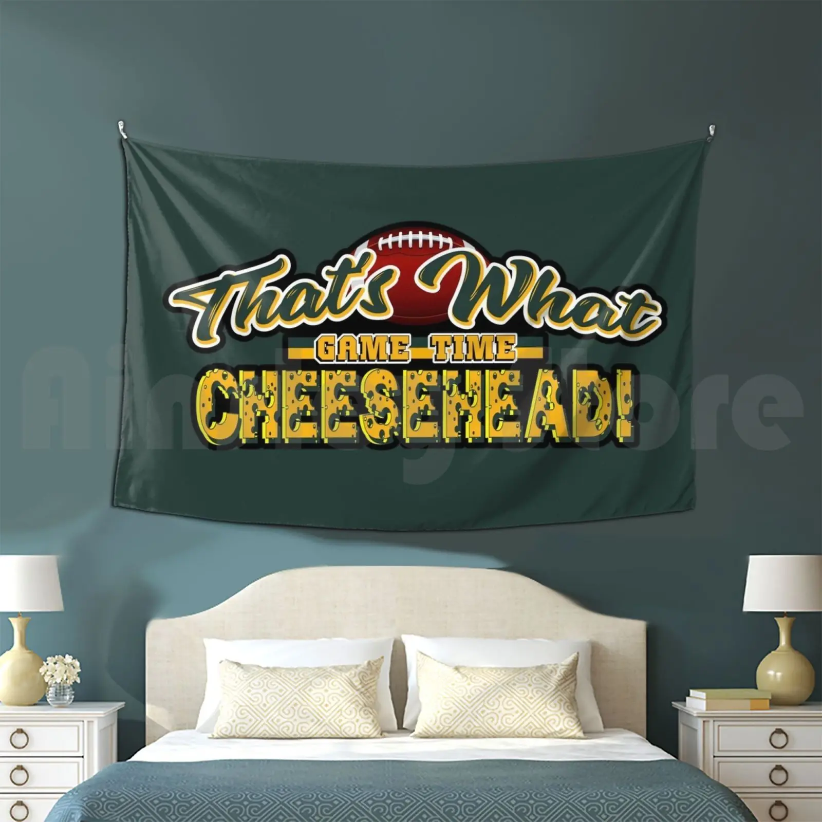 

Время игры! Вот что такое чизет! Футбольный дизайн! Гобелен, игровой мяч с мячом в гостиную, спальню, Висконсин