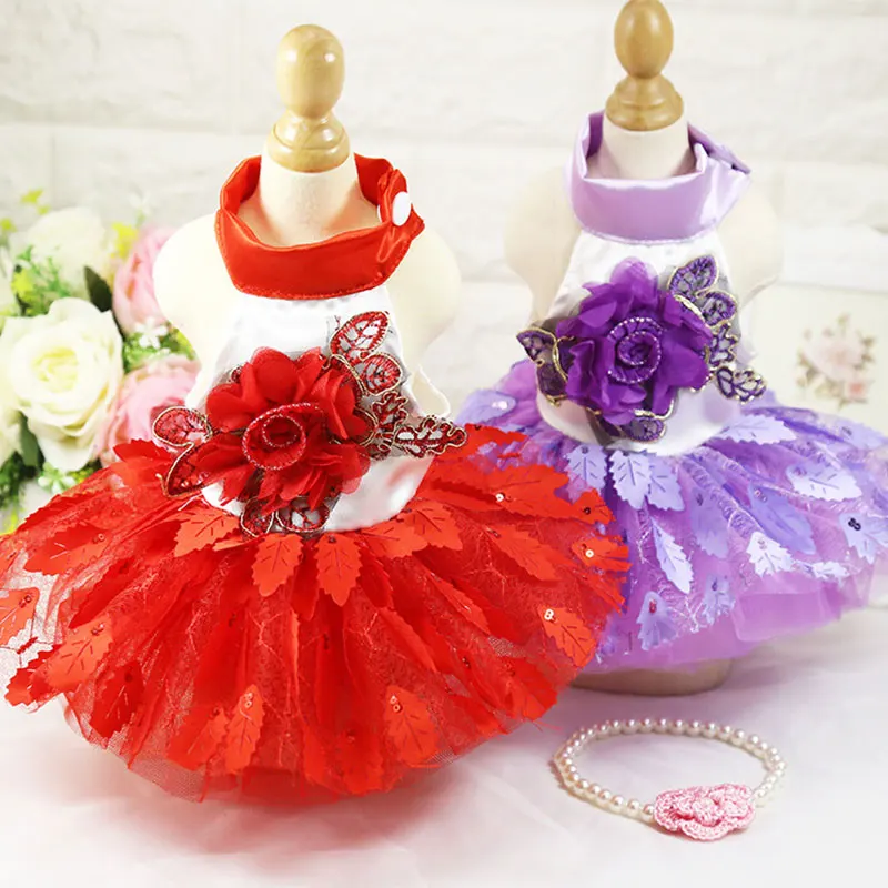 Платье для собаки свадебное платье из гренадина вечернее кружевное принцессы с
